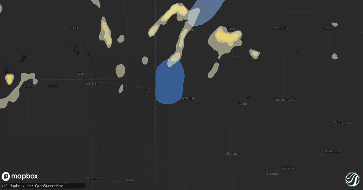Hail map in Syracuse, KS on August 13, 2026