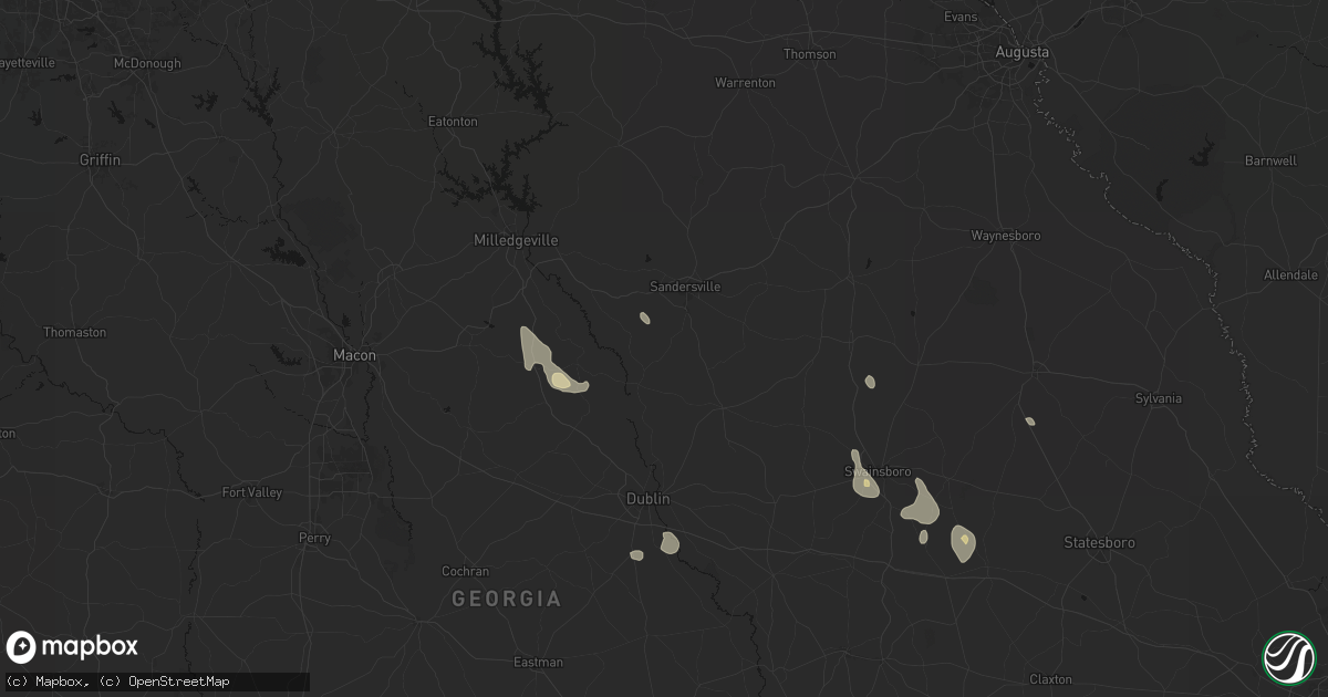 Hail map in Tennille, GA on August 13, 2026