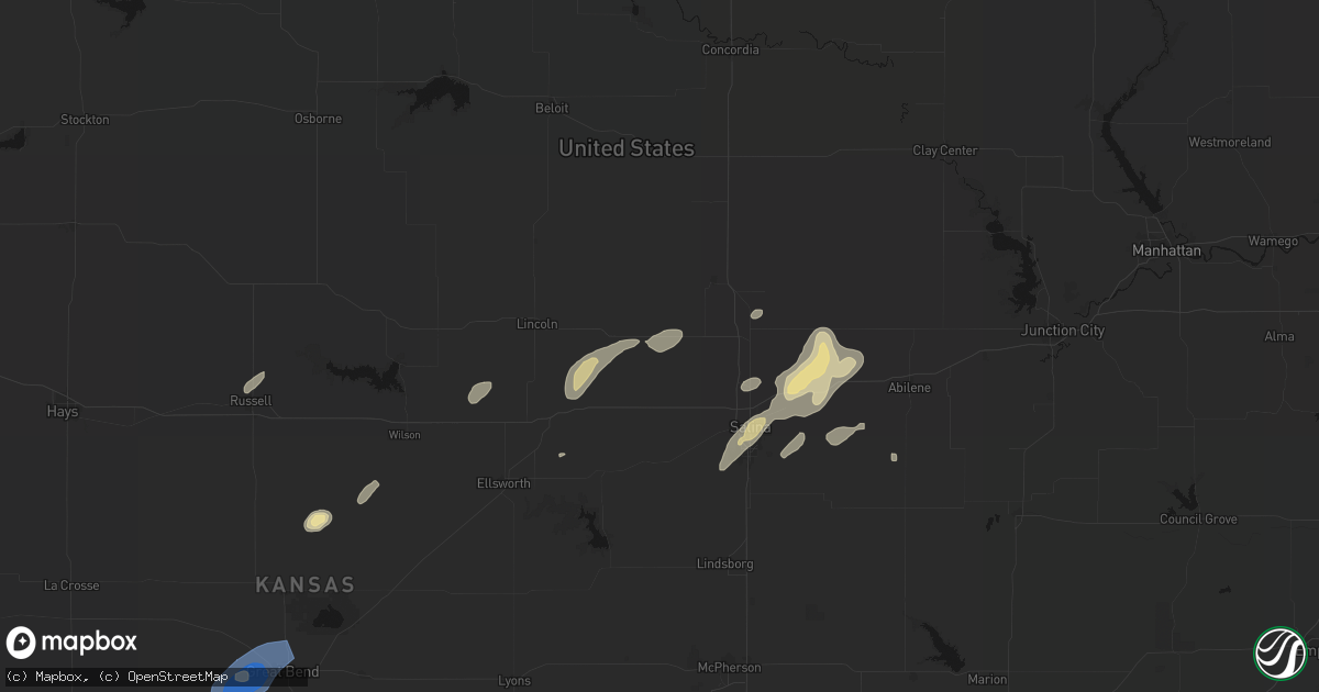 Hail map in Tescott, KS on August 13, 2026
