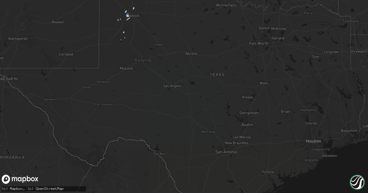 Hail map in Texas on August 13, 2026