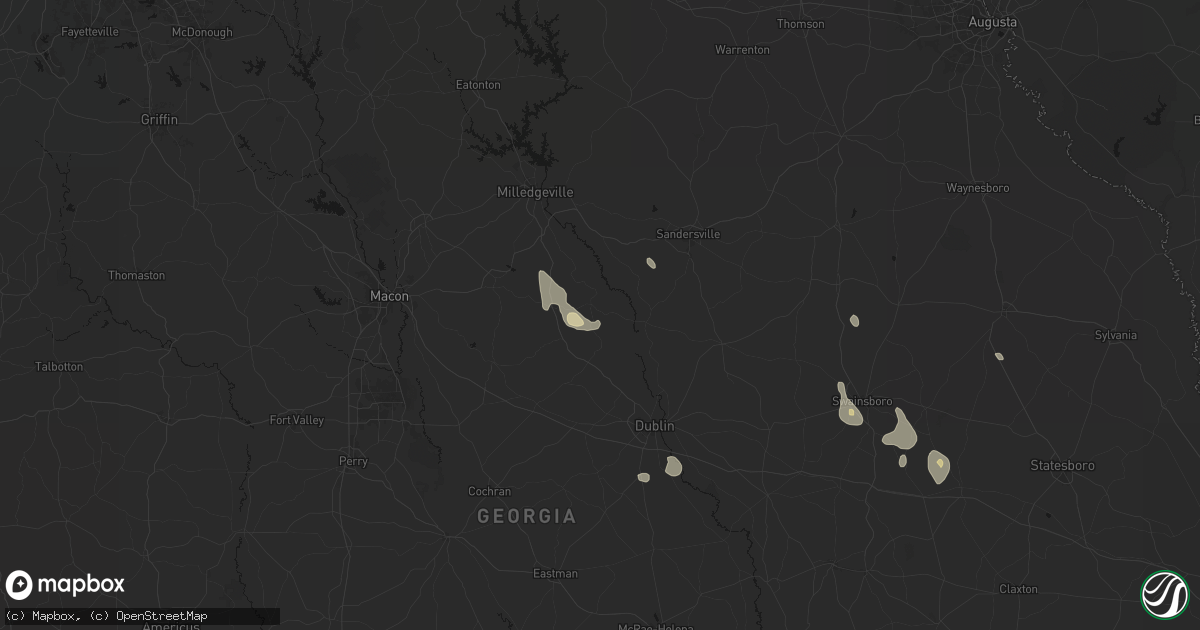 Hail map in Toomsboro, GA on August 13, 2026
