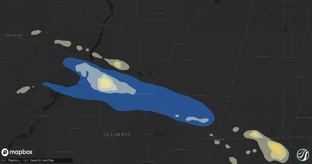 Hail map in Towanda, IL on August 13, 2026