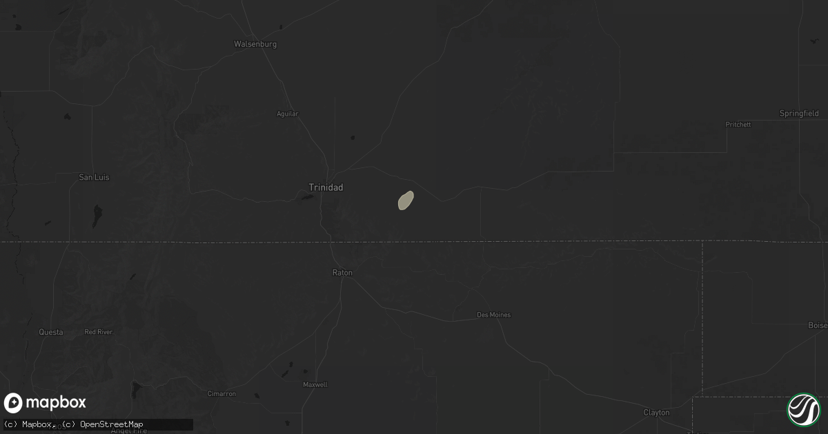 Hail map in Trinchera, CO on August 13, 2026
