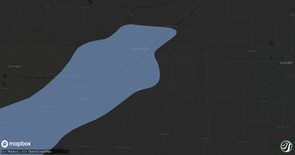Hail map in Trumbull, NE on August 13, 2026