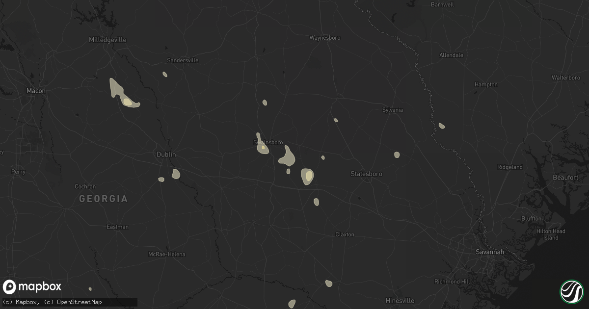 Hail map in Twin City, GA on August 13, 2026