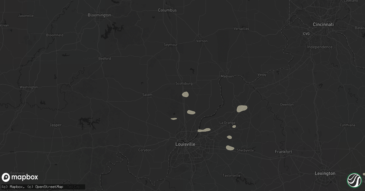 Hail map in Underwood, IN on August 13, 2026