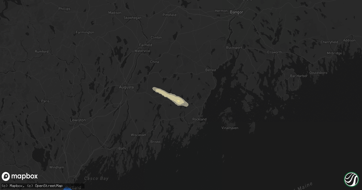 Hail map in Union, ME on August 13, 2026