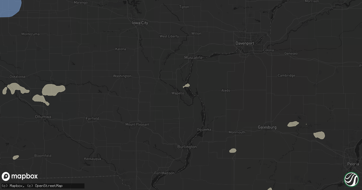 Hail map in Wapello, IA on August 13, 2026