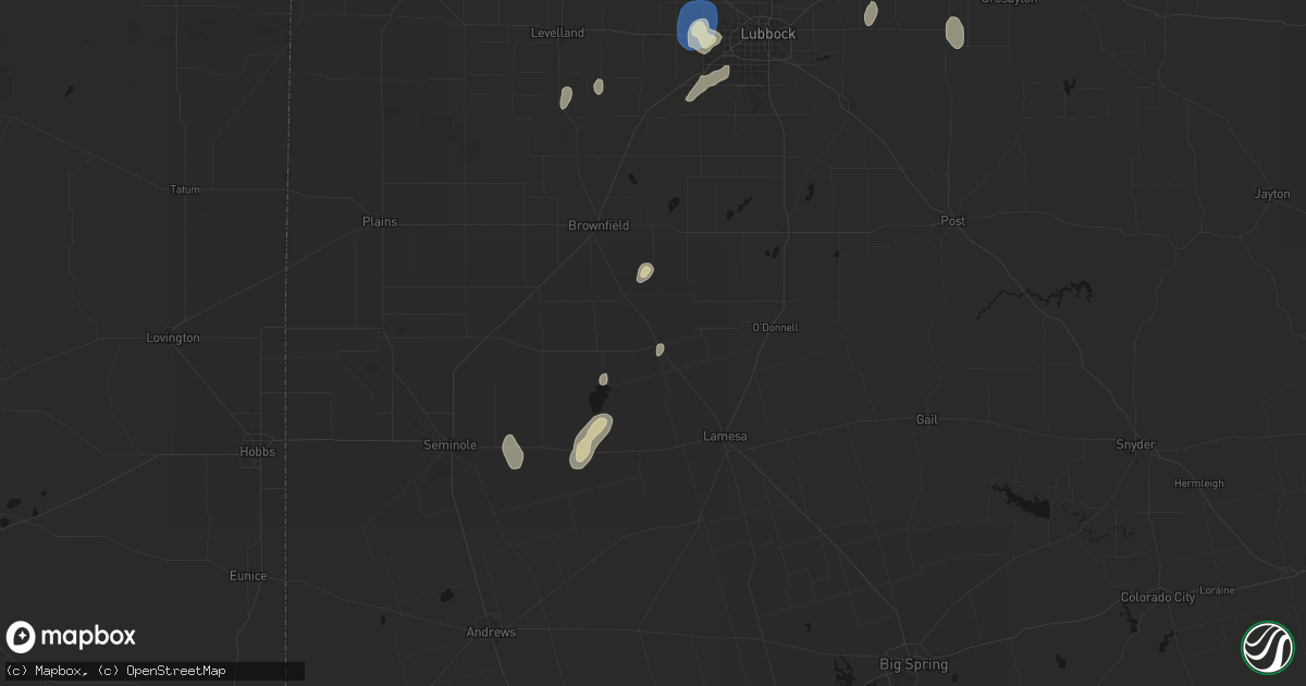 Hail map in Welch, TX on August 13, 2026