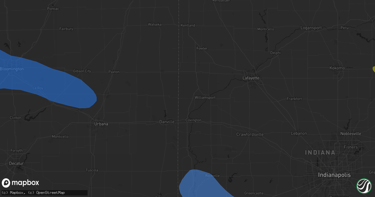 Hail map in West Lebanon, IN on August 13, 2026