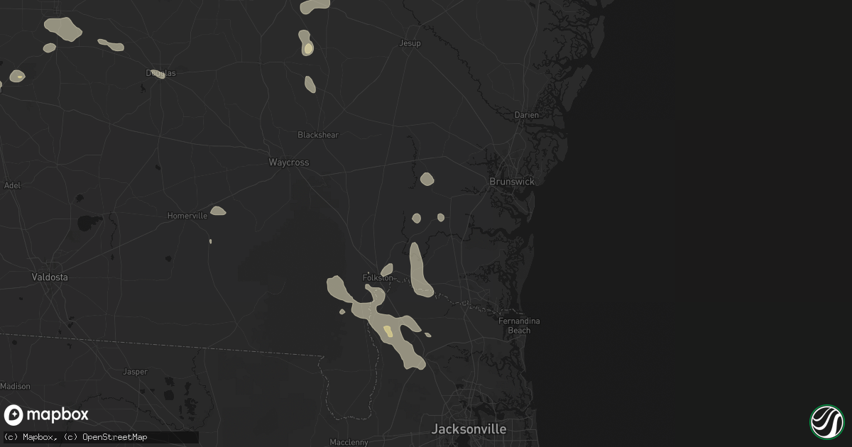 Hail map in White Oak, GA on August 13, 2026