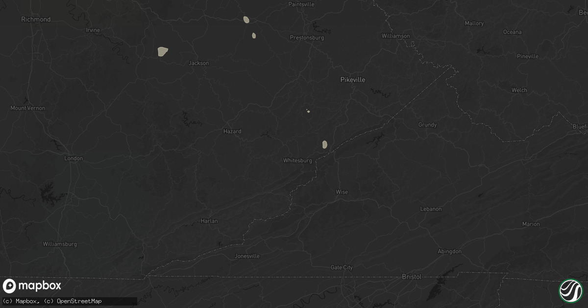 Hail map in Whitesburg, KY on August 13, 2026