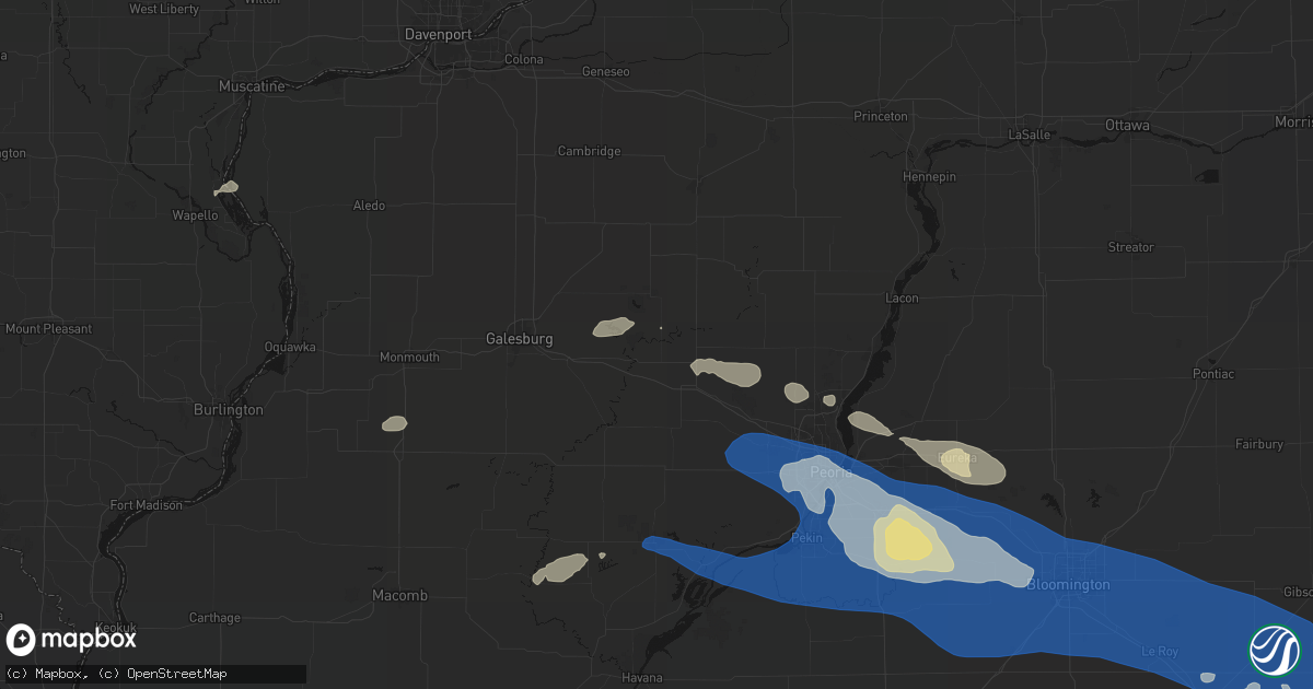 Hail map in Williamsfield, IL on August 13, 2026