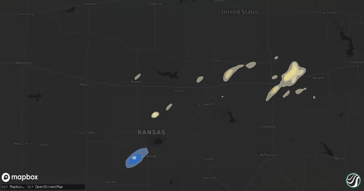 Hail map in Wilson, KS on August 13, 2026