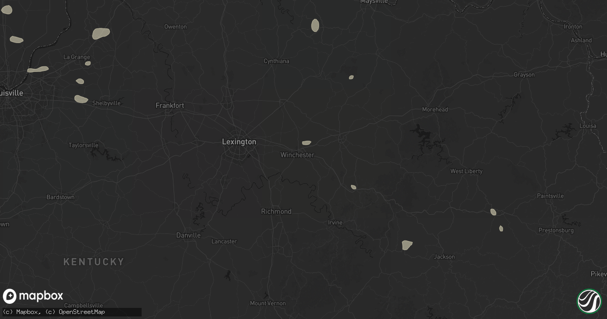 Hail map in Winchester, KY on August 13, 2026
