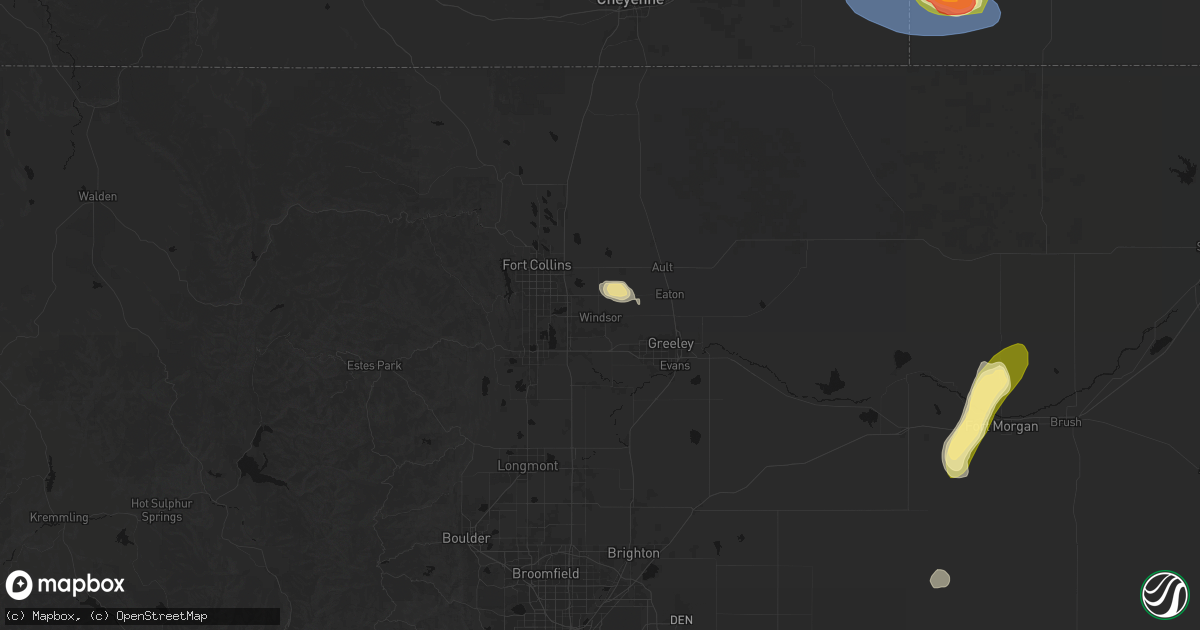 Hail map in Windsor, CO on August 13, 2026