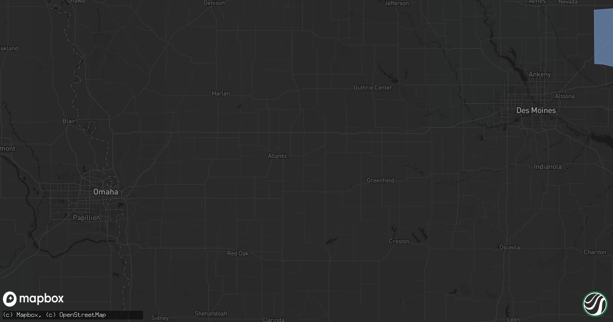 Hail map in Wiota, IA on August 13, 2026