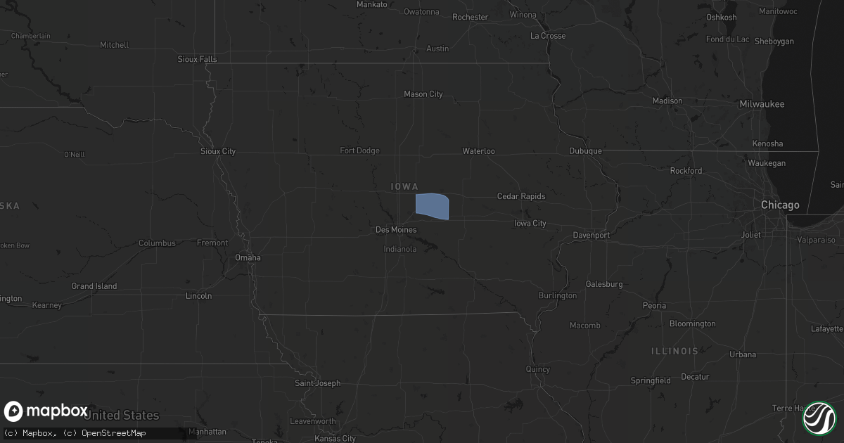 Hail map on August 13, 2026