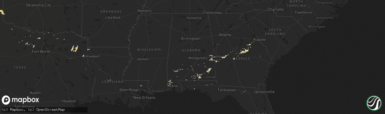 Hail map in Alabama on August 14, 2012