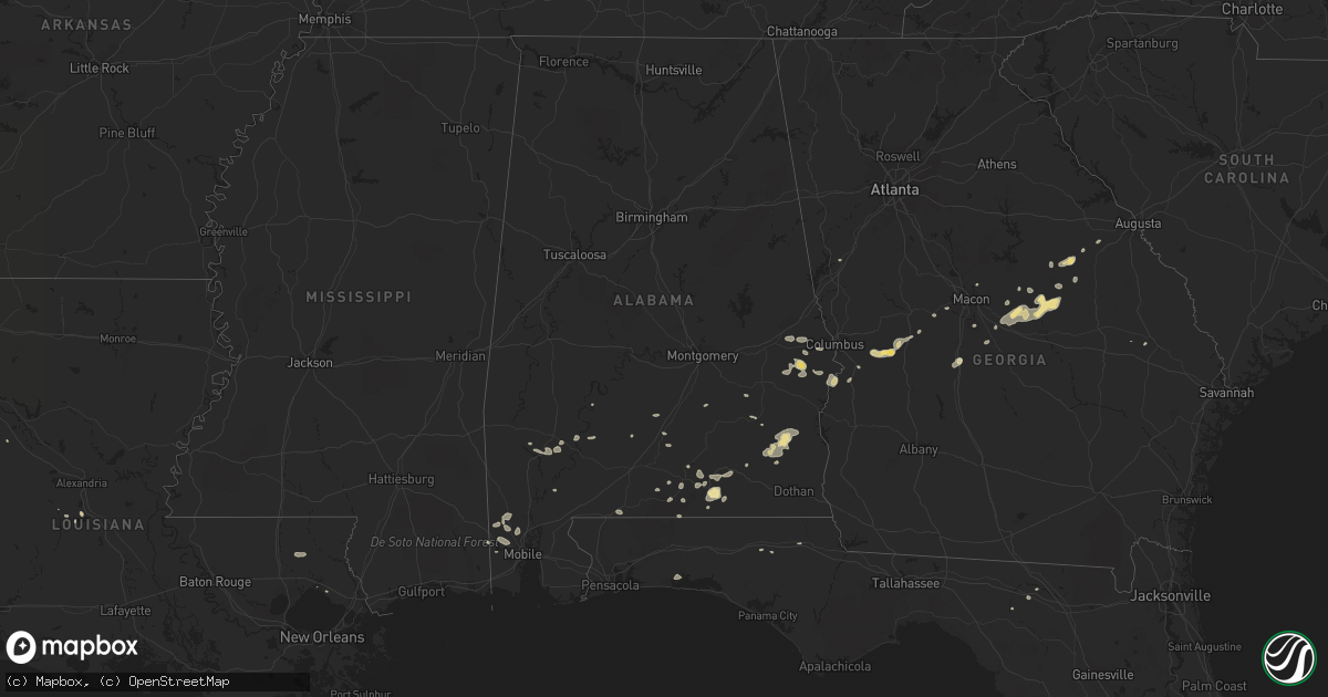 Hail map in Alabama on August 14, 2012