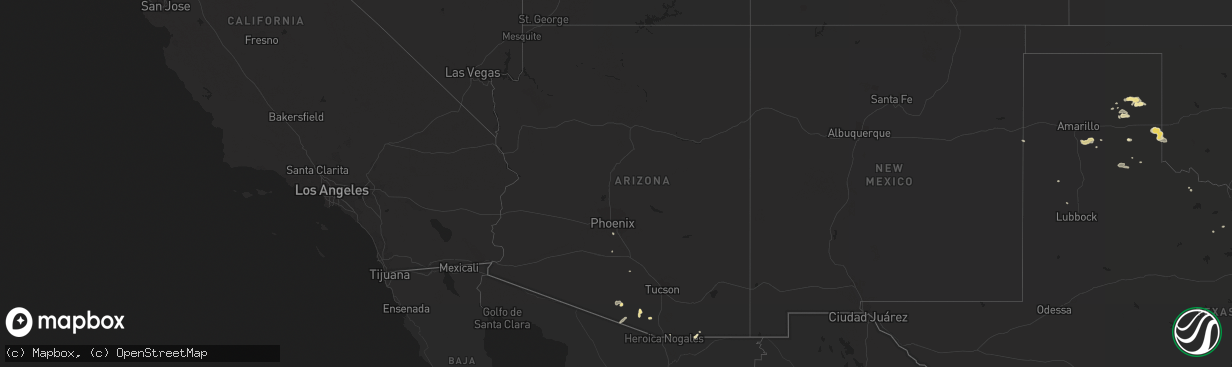 Hail map in Arizona on August 14, 2012