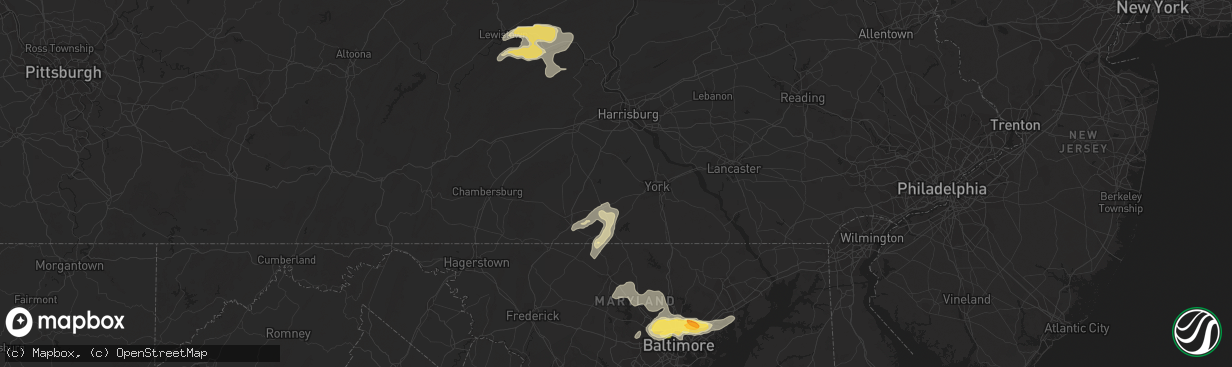 Hail map in Baltimore, MD on August 14, 2012