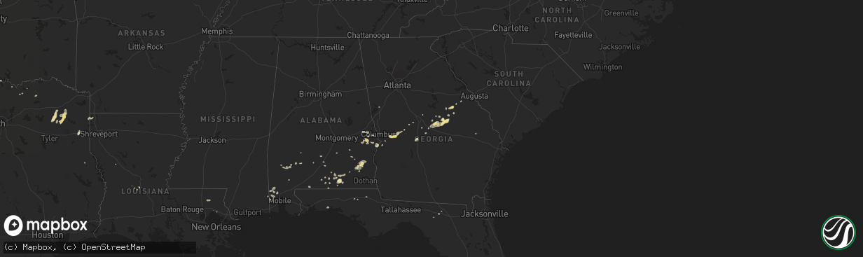 Hail map in Georgia on August 14, 2012