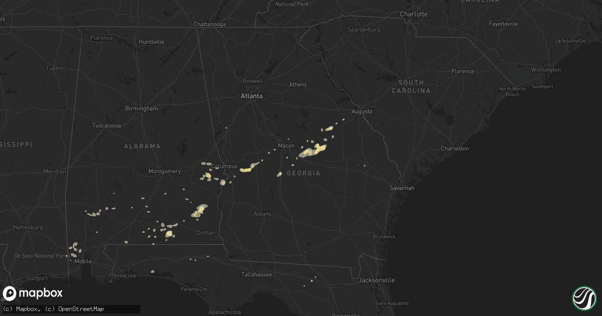 Hail map in Georgia on August 14, 2012