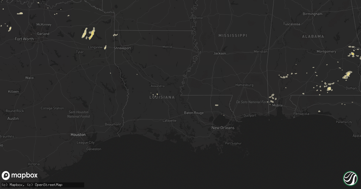 Hail map in Louisiana on August 14, 2012