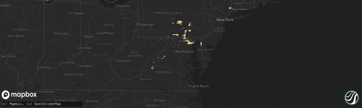 Hail map in Maryland on August 14, 2012