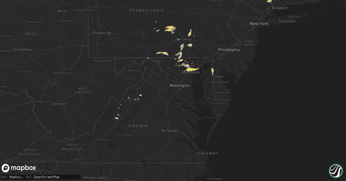 Hail map in Maryland on August 14, 2012