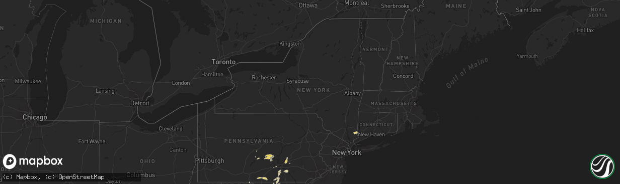 Hail map in New York on August 14, 2012