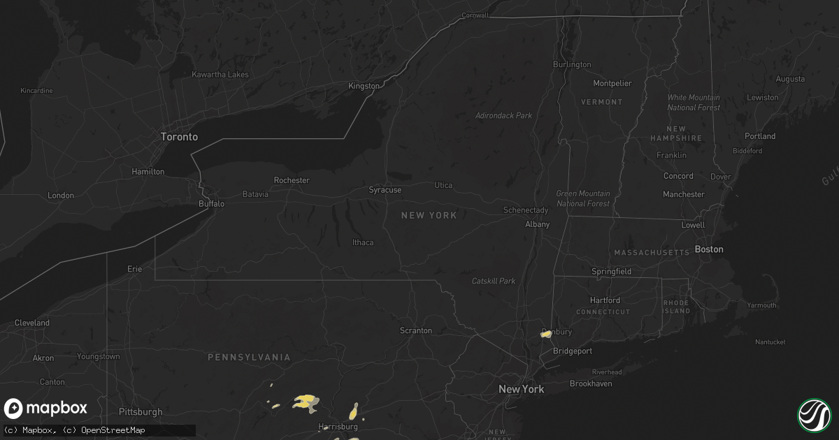 Hail map in New York on August 14, 2012