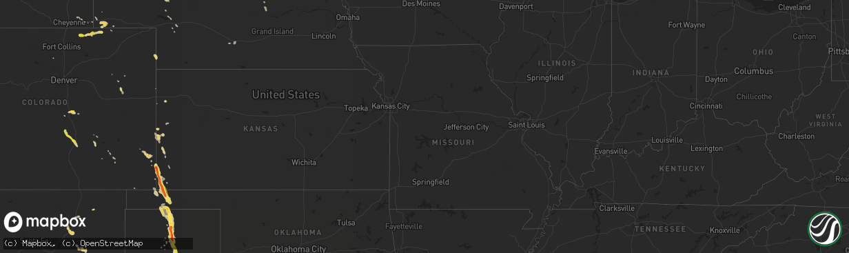 Hail map on August 14, 2013