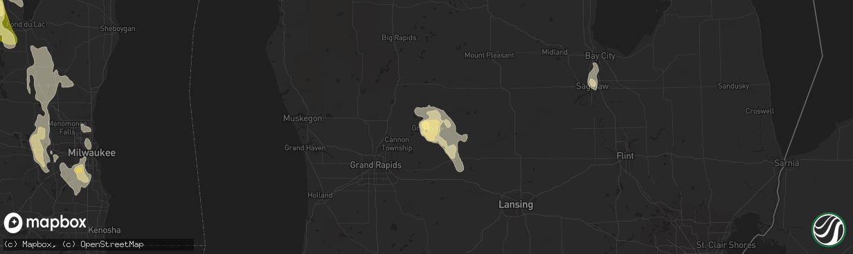 Hail map in Greenville, MI on August 14, 2015