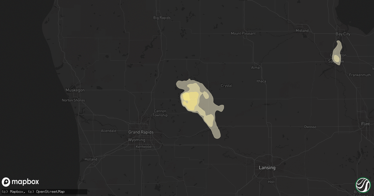 Hail map in Greenville, MI on August 14, 2015