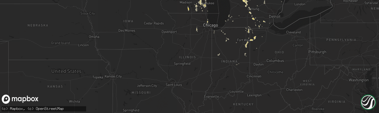 Hail map in Illinois on August 14, 2015