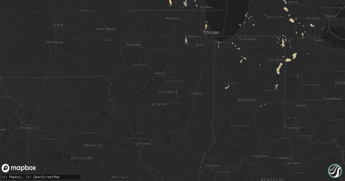 Hail map in Illinois on August 14, 2015