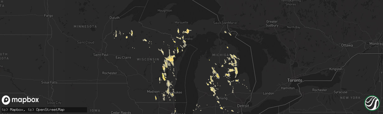 Hail map in Michigan on August 14, 2015