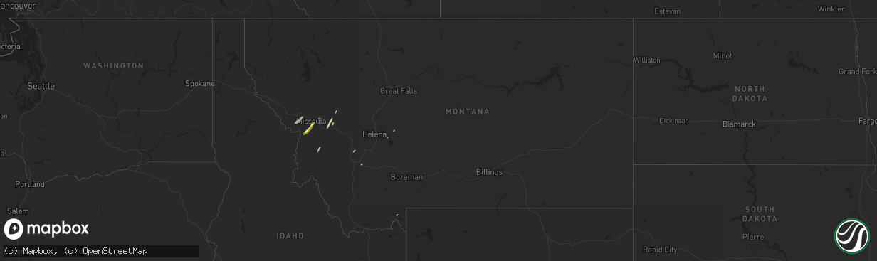 Hail map in Montana on August 14, 2015