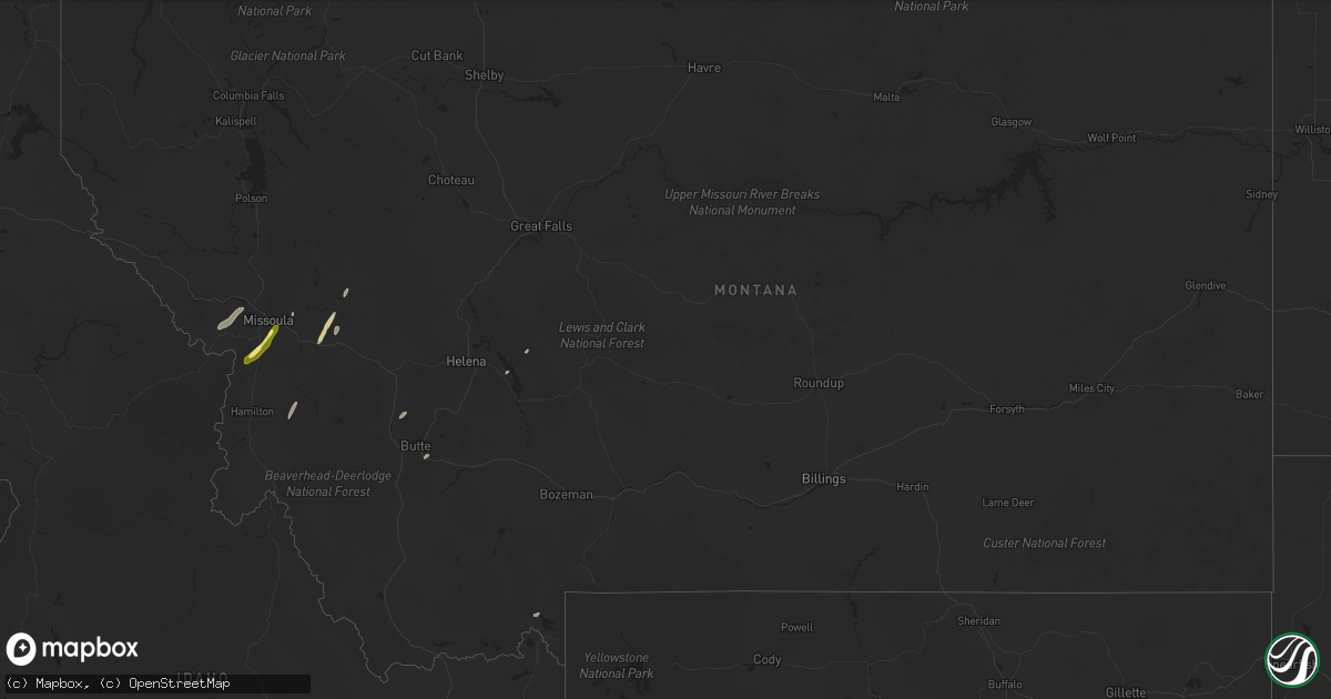 Hail map in Montana on August 14, 2015