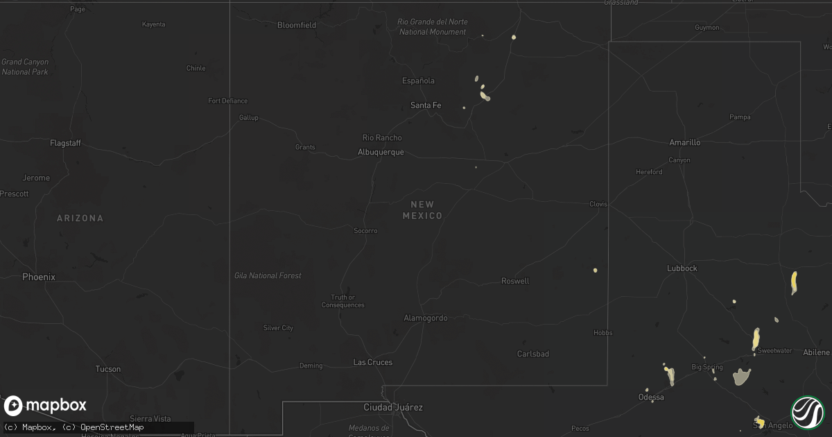 Hail map in New Mexico on August 14, 2015