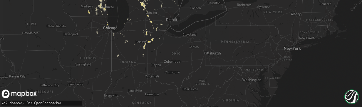 Hail map in Ohio on August 14, 2015