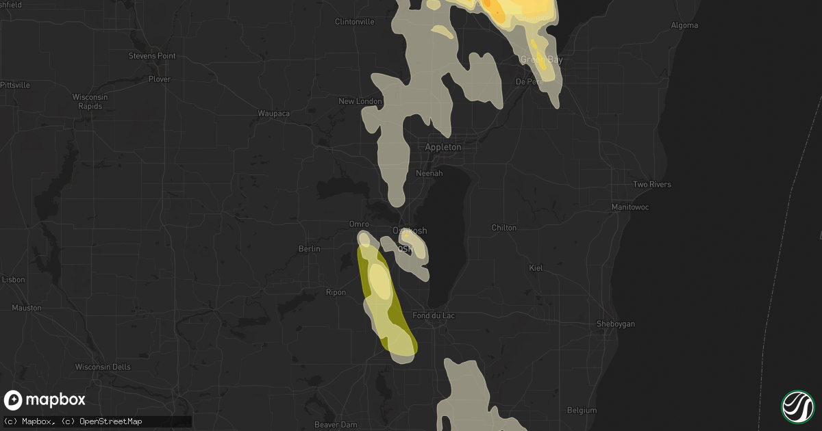 Hail map in Oshkosh, WI on August 14, 2015
