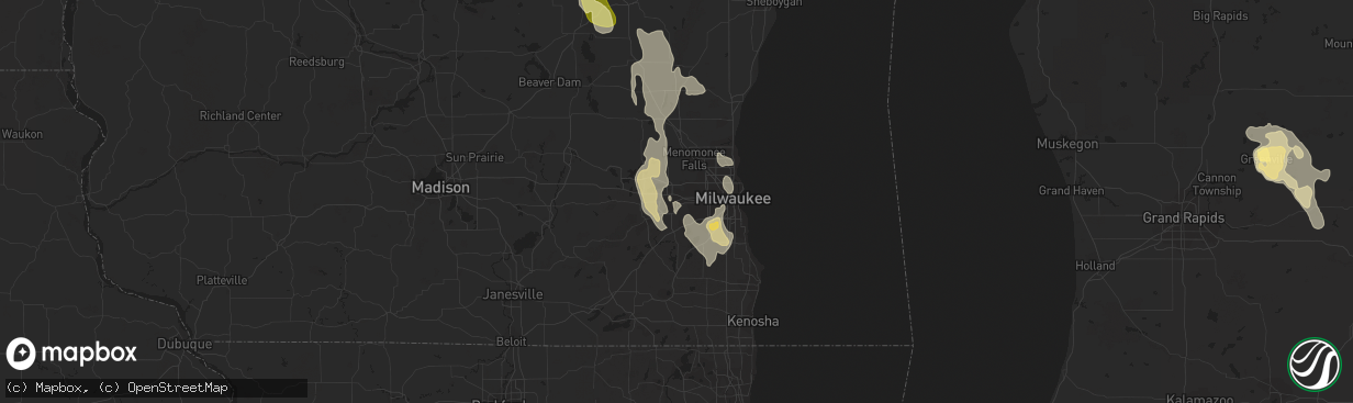 Hail map in Waukesha, WI on August 14, 2015