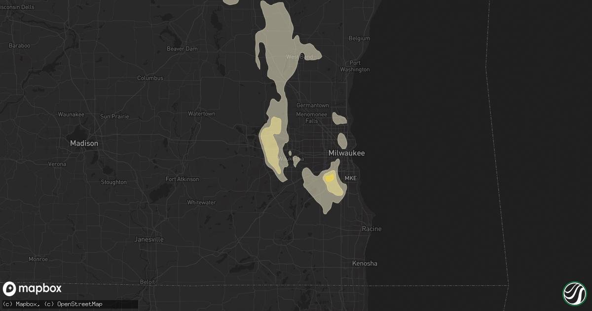 Hail map in Waukesha, WI on August 14, 2015
