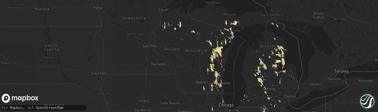 Hail map in Wisconsin on August 14, 2015