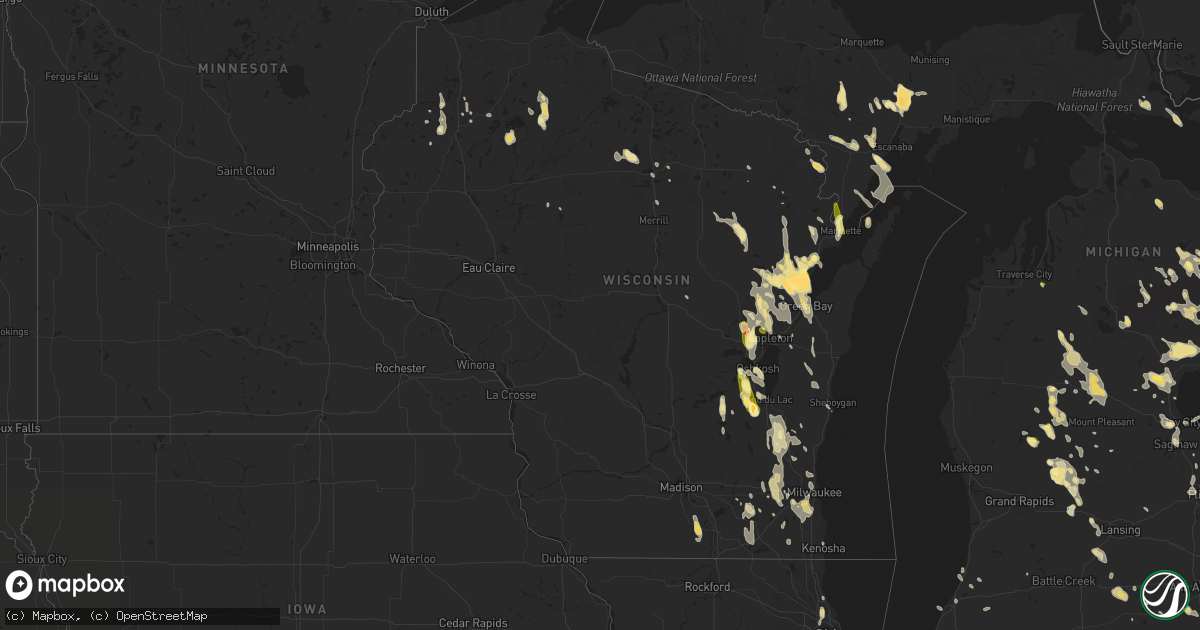 Hail map in Wisconsin on August 14, 2015
