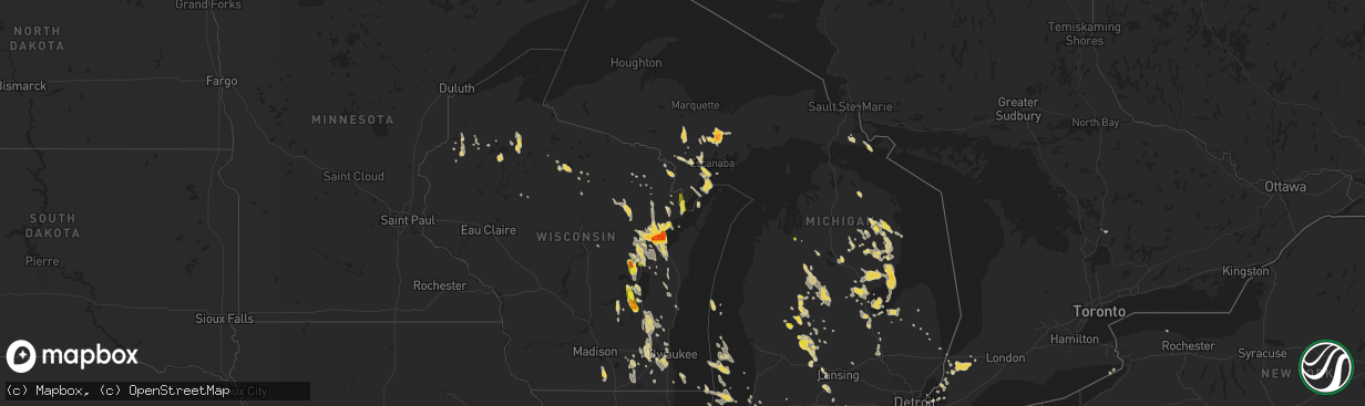 Hail map on August 14, 2015