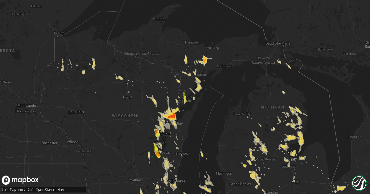 Hail map on August 14, 2015